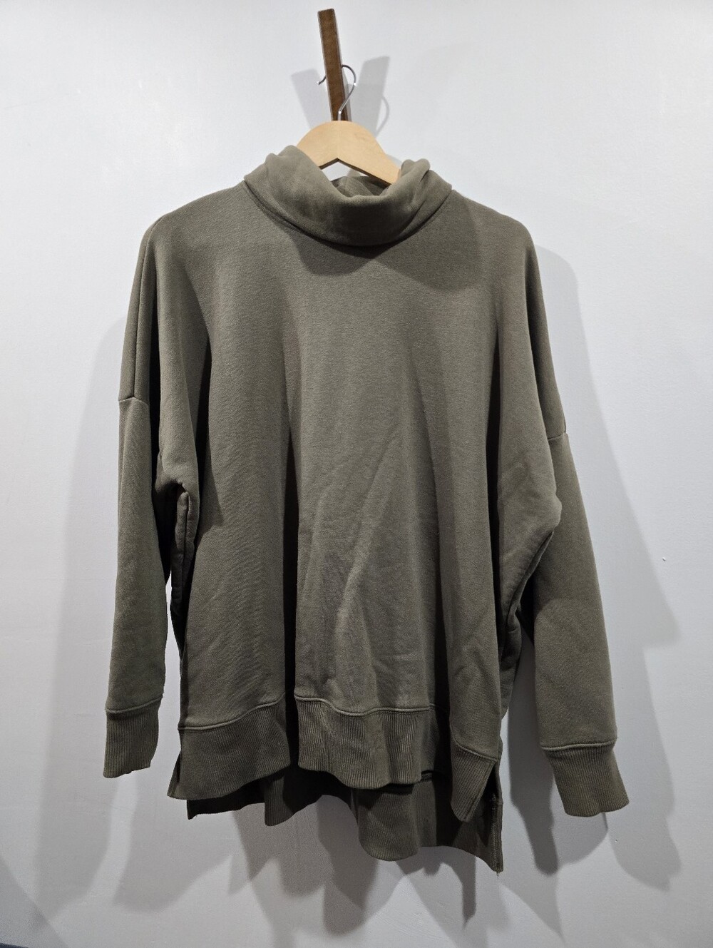 Aerie Olive Green Cowl Neck Oversized Sweatshirt Tunic Size S